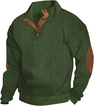 Dudlle Men's Cashmere Sweaters,Men's Outdoor Casual Cable Knit Pullover Sweaters