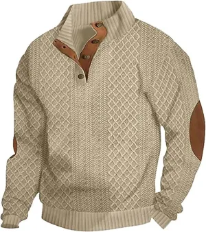 Dudlle Men's Cashmere Sweaters,Men's Outdoor Casual Cable Knit Pullover Sweaters