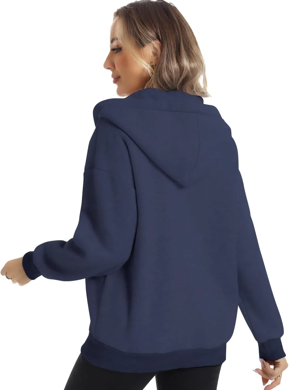 FANCYINN Womens Zip Up Hoodies Long Sleeve Oversized Sweatshirts Casual Drawstring Fall Fleece Jacket with Pockets