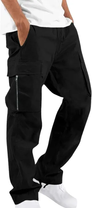 Finelylove Mens Wild Cargo Pants Lightweight Casual Hiking Pants Joggers Loose Fit Straight Workout Cargo Sweatpants