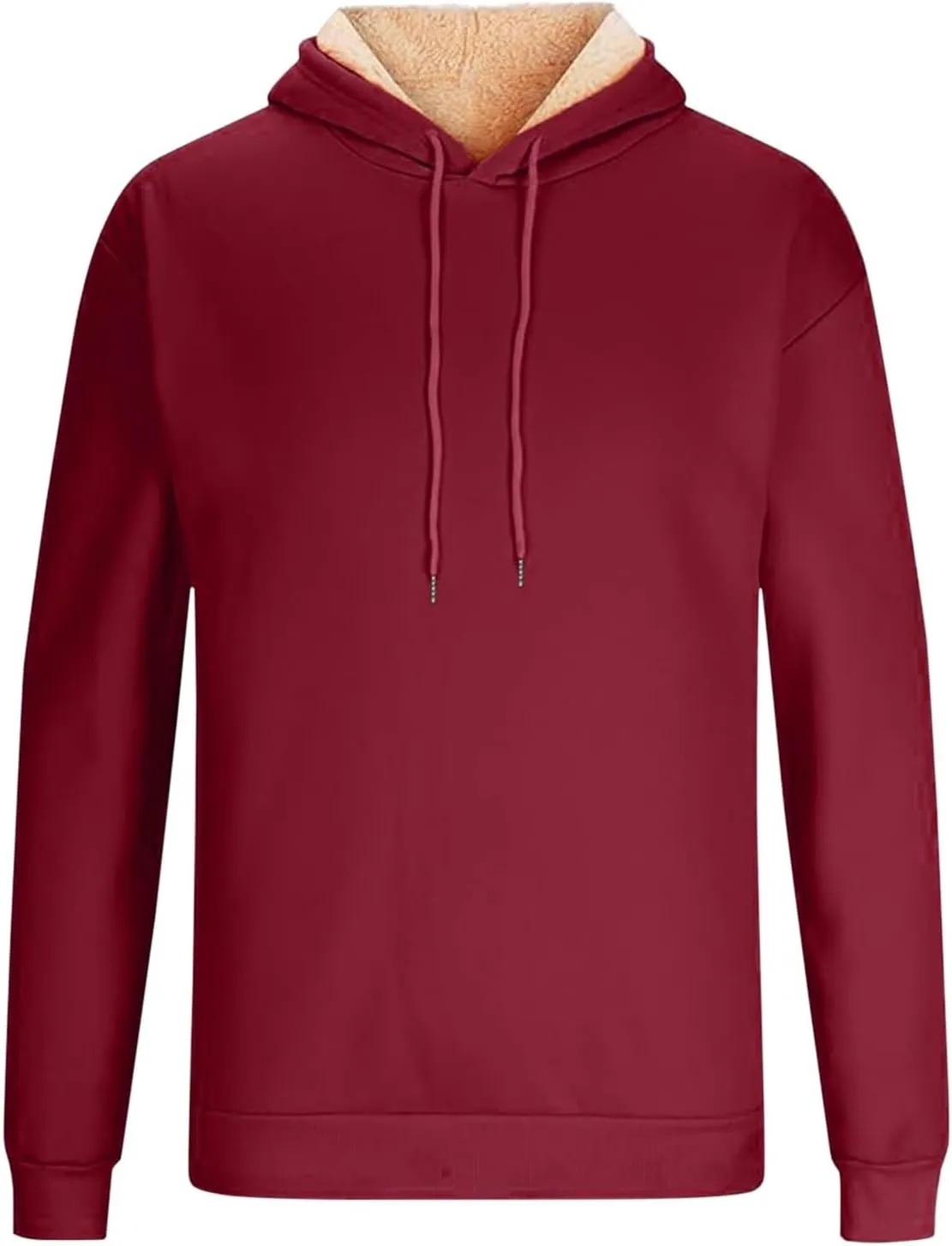Fleece Lined Hoodies for Men Big Tall Hooded Sweatshirt Sherpa Lined Long Sleeve Pullover Tops Kanga Pocket Clothes