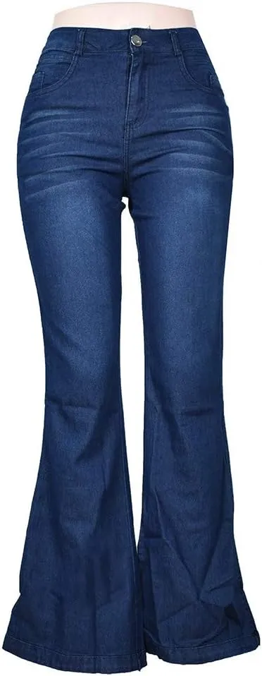 FRMUIC Bell Bottom Jeans for Women High Waisted Flare Jeans Wide Leg Baggy Jeans for Women Stretch Denim Pants