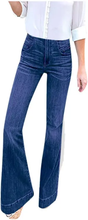 FRMUIC Bell Bottom Jeans for Women High Waisted Flare Jeans Wide Leg Baggy Jeans for Women Stretch Denim Pants
