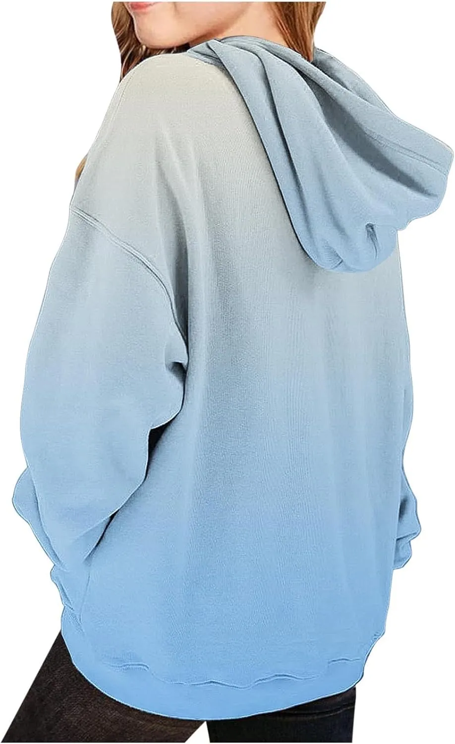 Girls Oversized Sweatshirt Long Sleeve Cute Gradient Color Hoodie Tops Casual Kids Sweatshirts with Pocket 2-14 Years