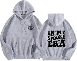 Halloween Hoodies for Teen Girls Spooky Season Letter Print Cute Halloween Sweatshirt Casual Trendy Halloween Clothes
