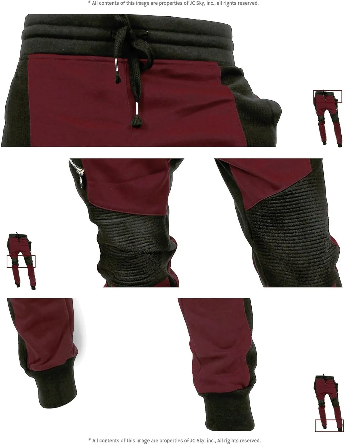 Hat and Beyond Mens Jogger Pants Biker Slim Fit Casual Fleece Active Elastic Workout Training