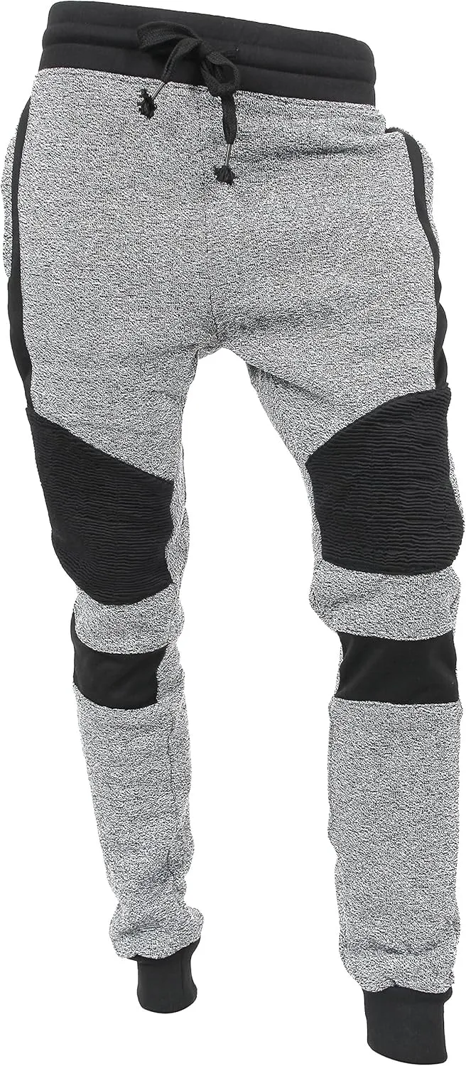 Hat and Beyond Mens Jogger Pants Biker Slim Fit Casual Fleece Active Elastic Workout Training
