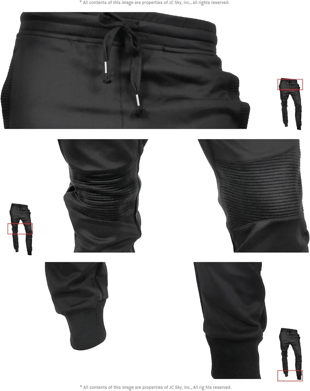 Hat and Beyond Mens Jogger Pants Biker Slim Fit Casual Fleece Active Elastic Workout Training