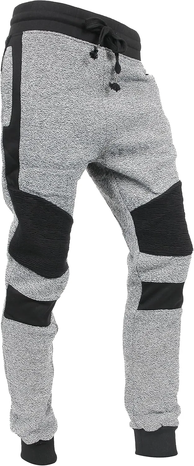 Hat and Beyond Mens Jogger Pants Biker Slim Fit Casual Fleece Active Elastic Workout Training