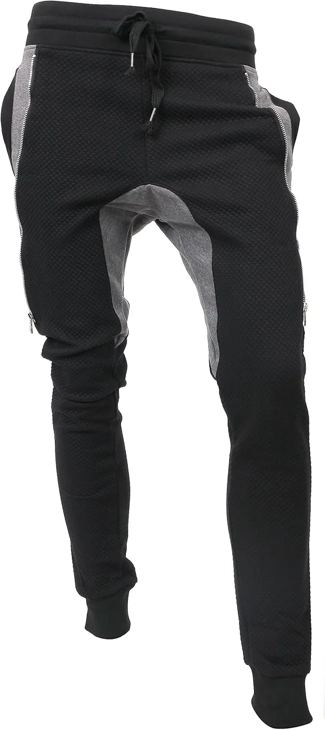Hat and Beyond Mens Jogger Pants Biker Slim Fit Casual Fleece Active Elastic Workout Training