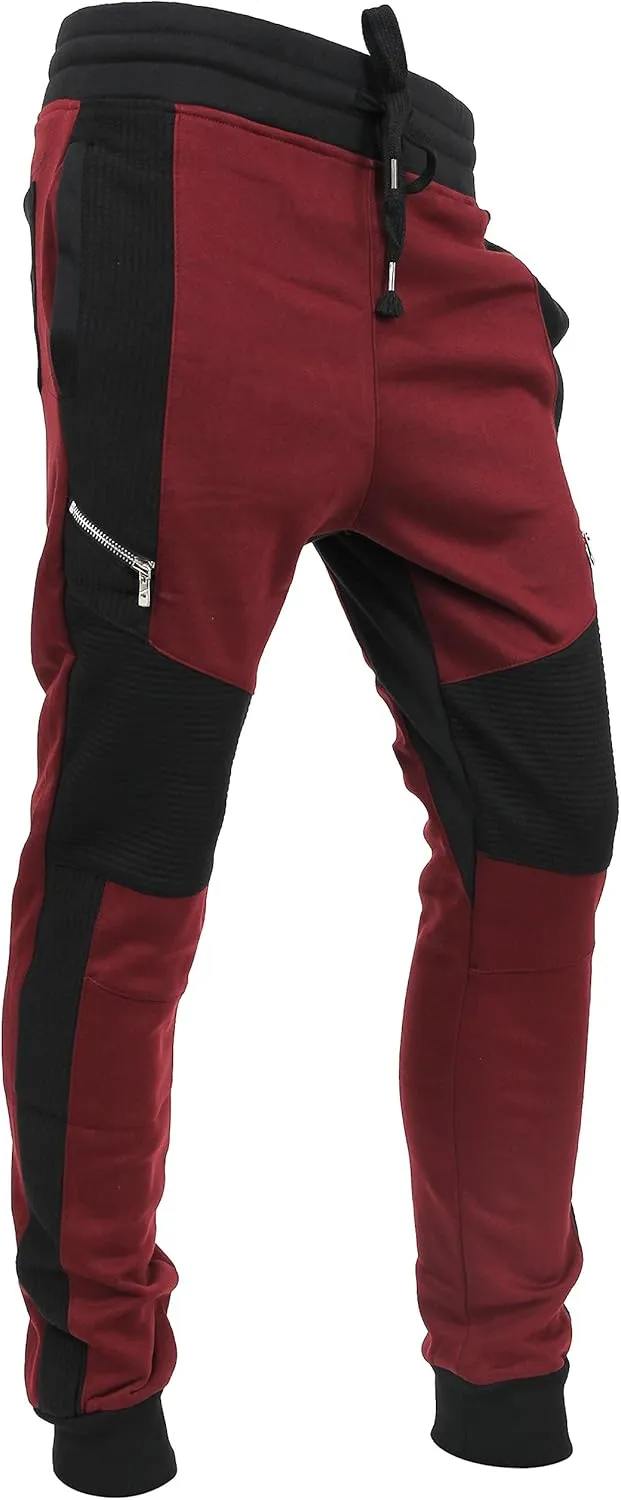 Hat and Beyond Mens Jogger Pants Biker Slim Fit Casual Fleece Active Elastic Workout Training