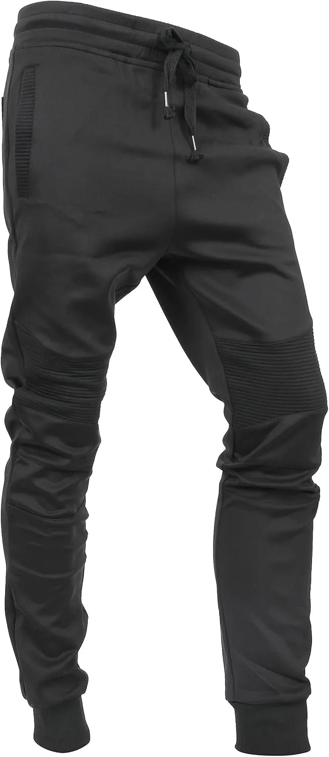 Hat and Beyond Mens Jogger Pants Biker Slim Fit Casual Fleece Active Elastic Workout Training