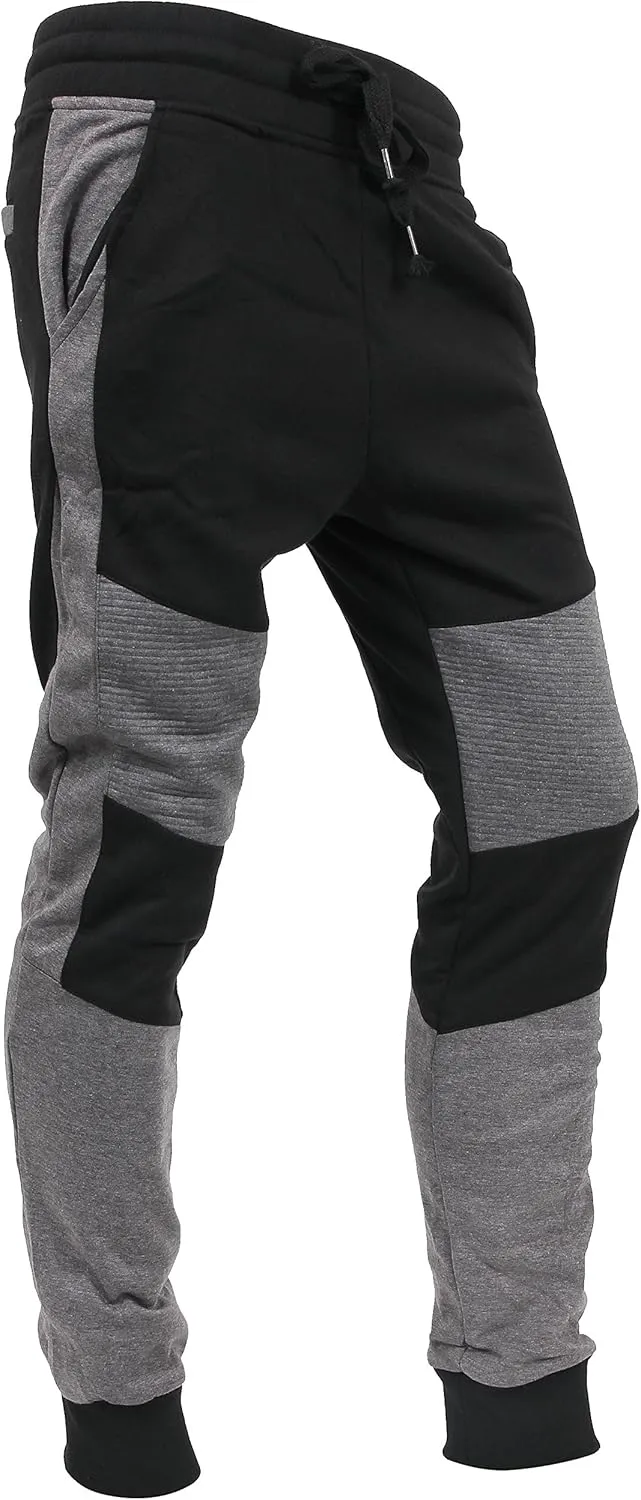 Hat and Beyond Mens Jogger Pants Biker Slim Fit Casual Fleece Active Elastic Workout Training
