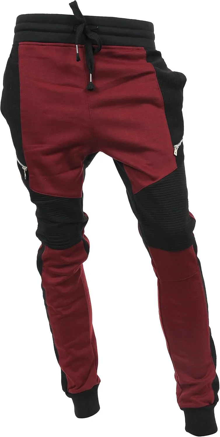 Hat and Beyond Mens Jogger Pants Biker Slim Fit Casual Fleece Active Elastic Workout Training