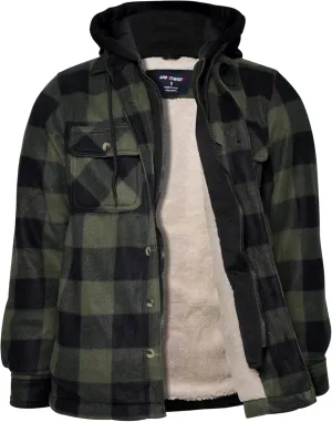 Heavy Thick Flannel Plaid Jacket Sherpa Fleece Lined Hoodies for Men Zip Up Winter Warm Coat Buffalo Zipper Sweatshirt