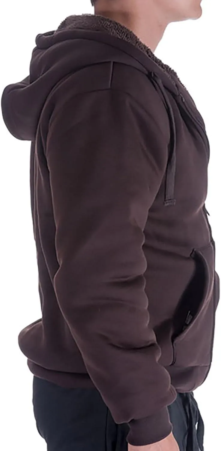 Heavy Thick Flannel Plaid Jacket Sherpa Fleece Lined Hoodies for Men Zip Up Winter Warm Coat Buffalo Zipper Sweatshirt