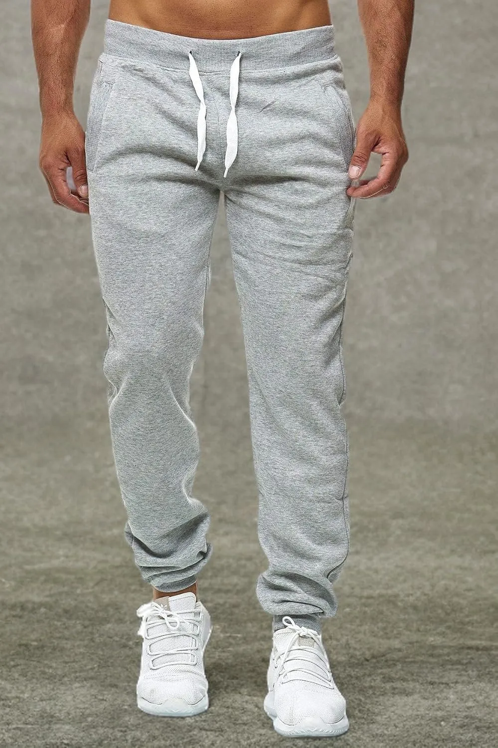 Hidyliu Mens Drawstring Running Joggers Elastic Waist Sweats Pants Cuffed Bottom Workout Sweatpants with Pockets