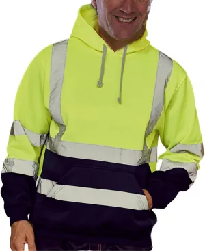 High Visibility Hoodies for Men Hi Vis Reflective Stripes Hooded Sweatshirts Fleece Lined Hoodies Outdoor Work Tops