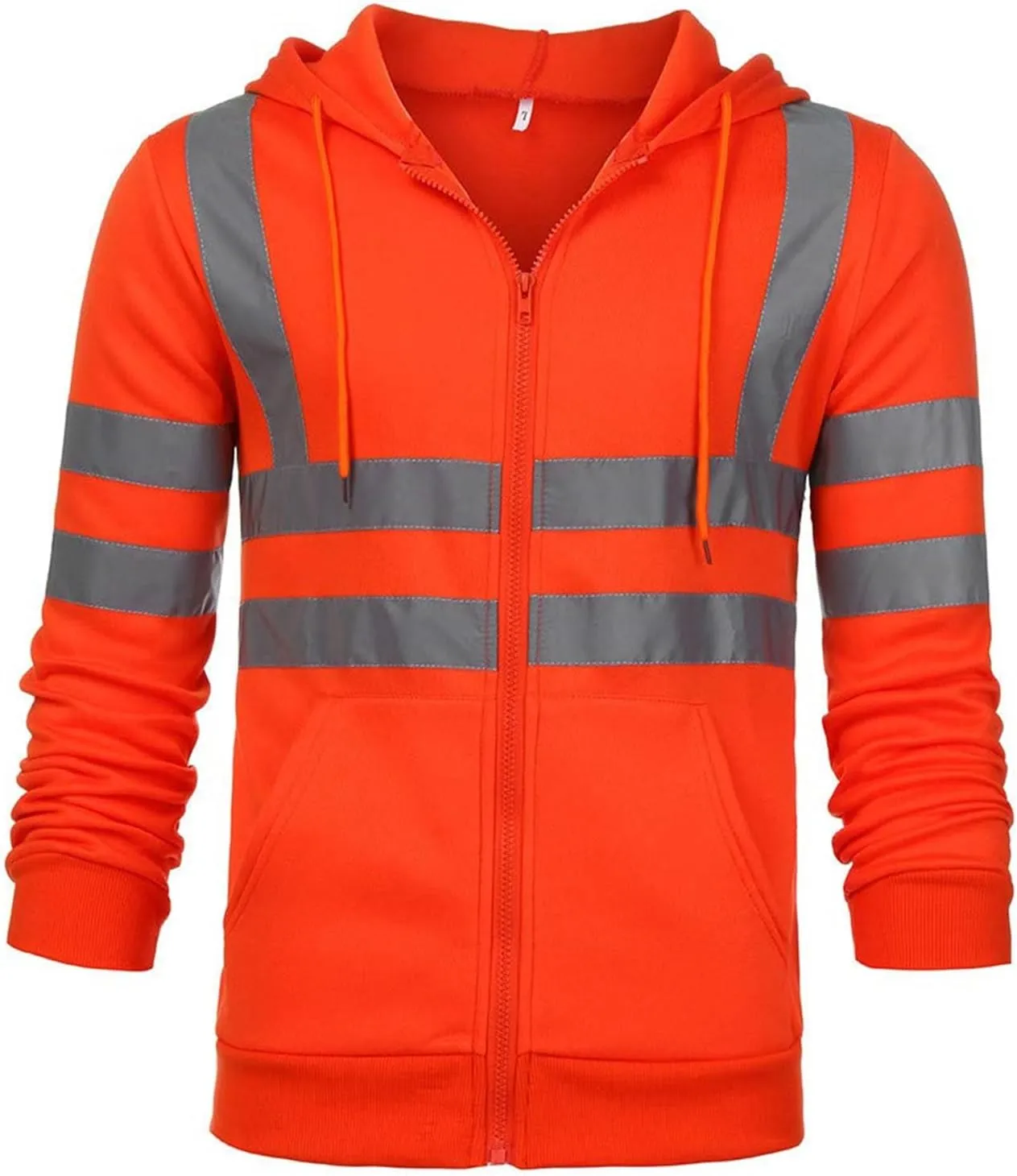High Visibility Hoodies for Men Hi Vis Reflective Stripes Hooded Sweatshirts Fleece Lined Hoodies Outdoor Work Tops