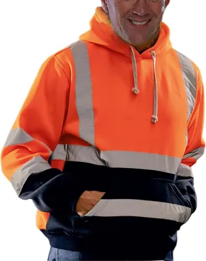 High Visibility Hoodies for Men Hi Vis Reflective Stripes Hooded Sweatshirts Fleece Lined Hoodies Outdoor Work Tops