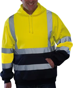 High Visibility Hoodies for Men Hi Vis Reflective Stripes Hooded Sweatshirts Fleece Lined Hoodies Outdoor Work Tops