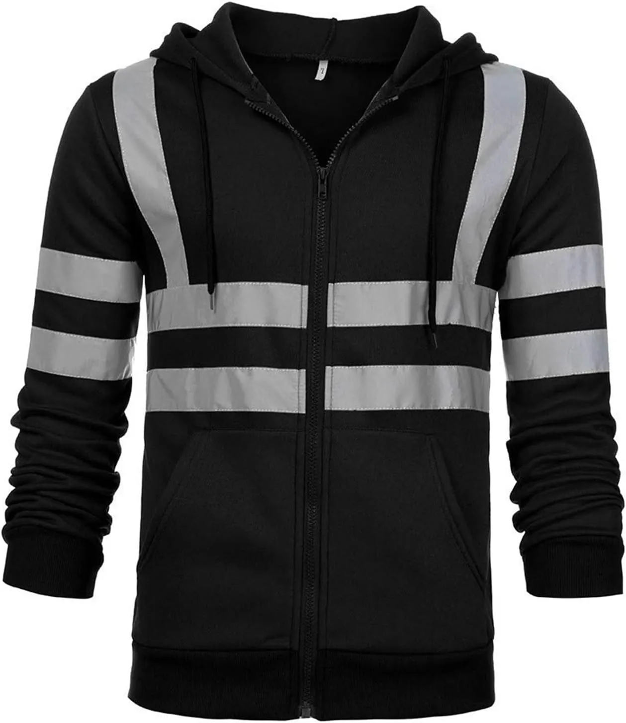 High Visibility Hoodies for Men Hi Vis Reflective Stripes Hooded Sweatshirts Fleece Lined Hoodies Outdoor Work Tops