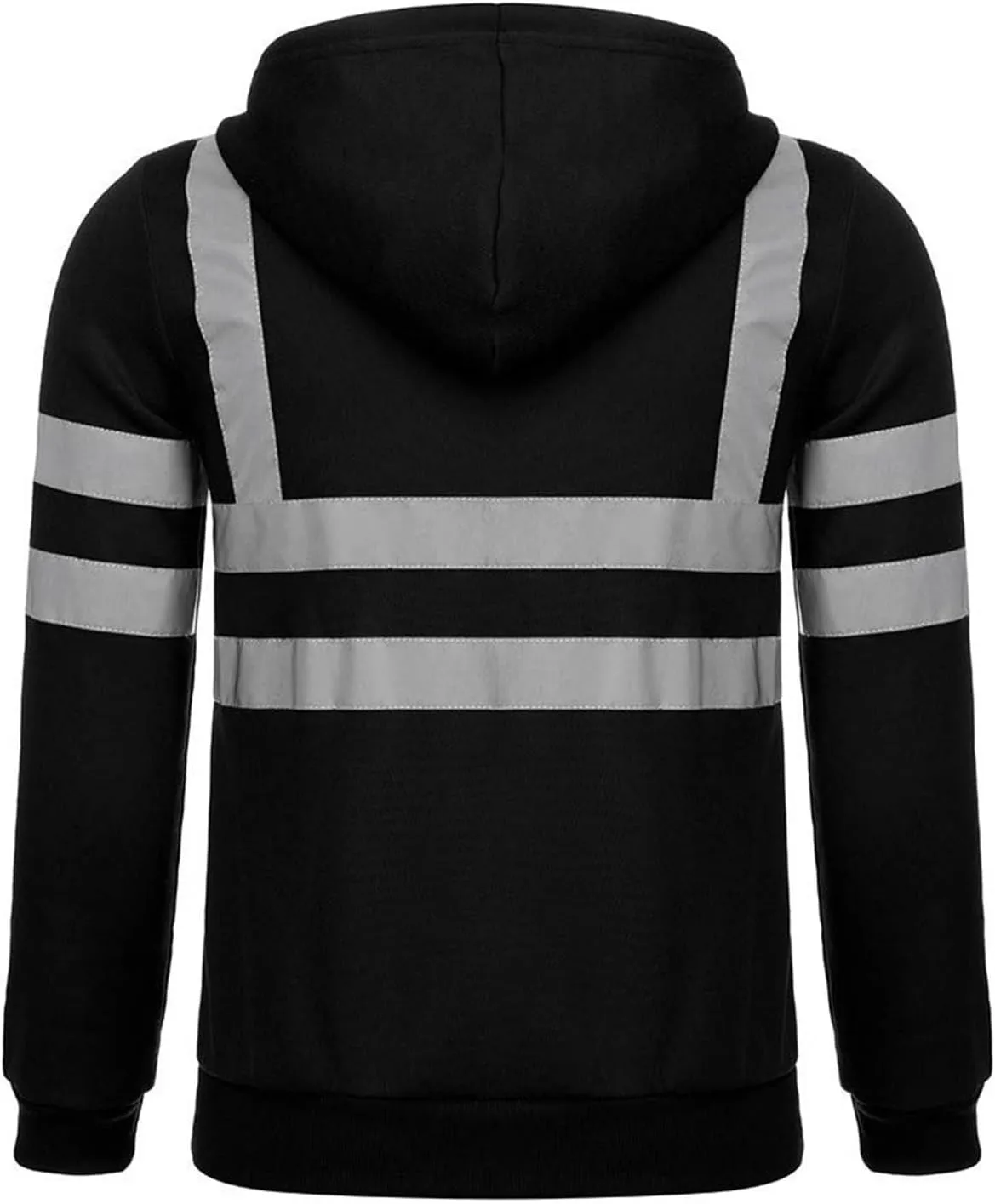 High Visibility Hoodies for Men Hi Vis Reflective Stripes Hooded Sweatshirts Fleece Lined Hoodies Outdoor Work Tops