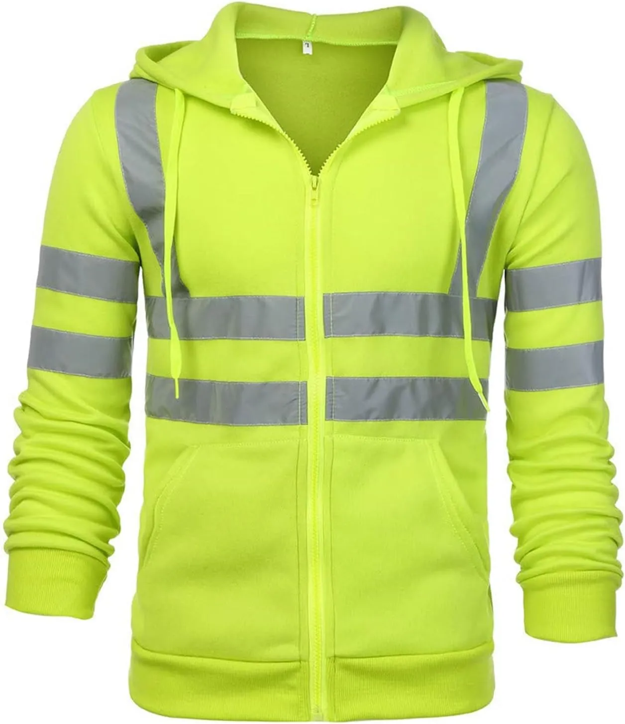 High Visibility Hoodies for Men Hi Vis Reflective Stripes Hooded Sweatshirts Fleece Lined Hoodies Outdoor Work Tops