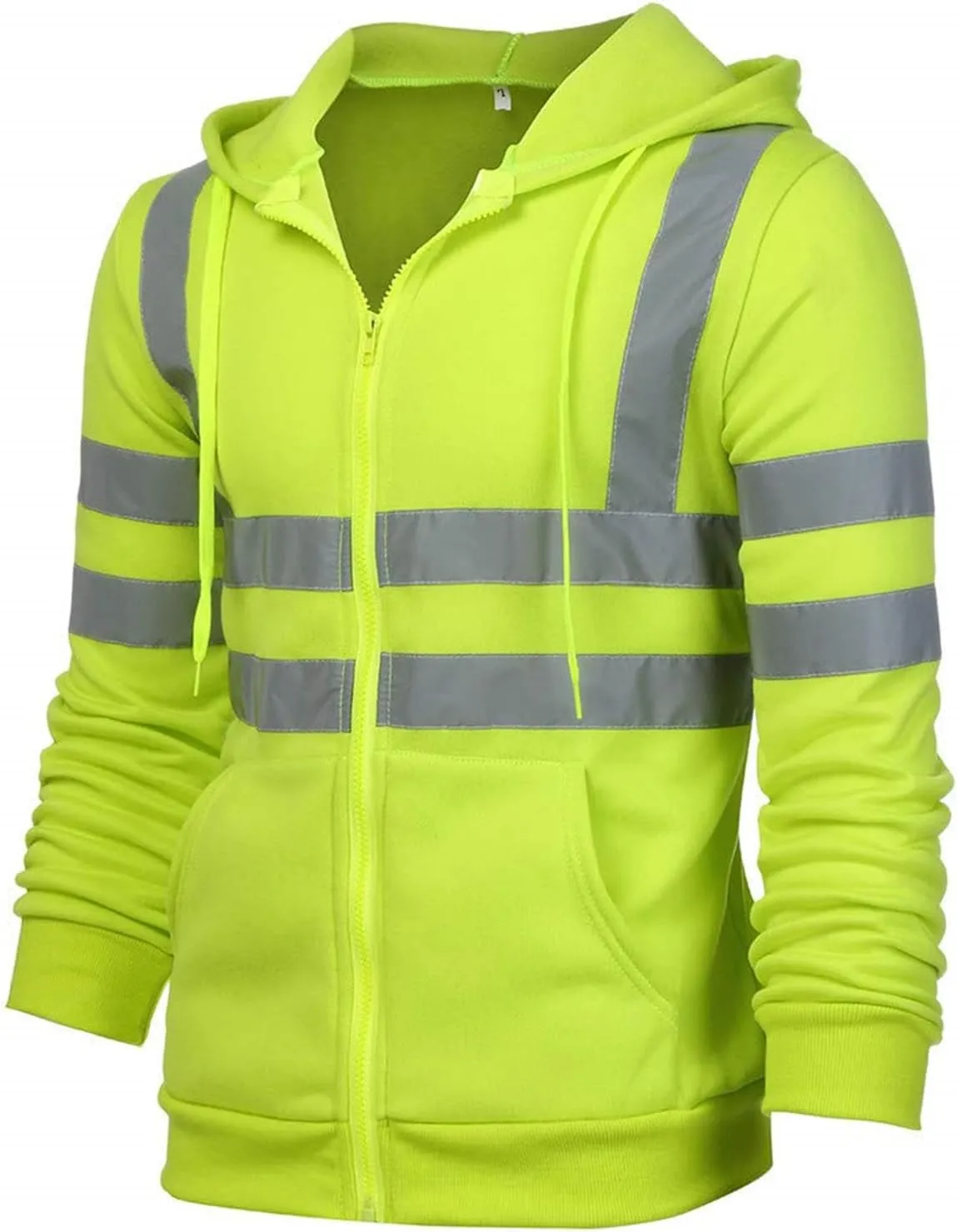 High Visibility Hoodies for Men Hi Vis Reflective Stripes Hooded Sweatshirts Fleece Lined Hoodies Outdoor Work Tops