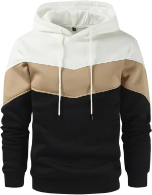 Hoodies for Men Winter Drawstring Pullover Hooded Streetwear Lightweight Sweatshirts Casual Long Sleeve Color Block