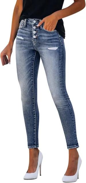 Jeans for Women High Waisted Trendy Ripped Ladies Petite Jeans Casual Stretch Straight Leg Bootcut Skinny Denim Pants