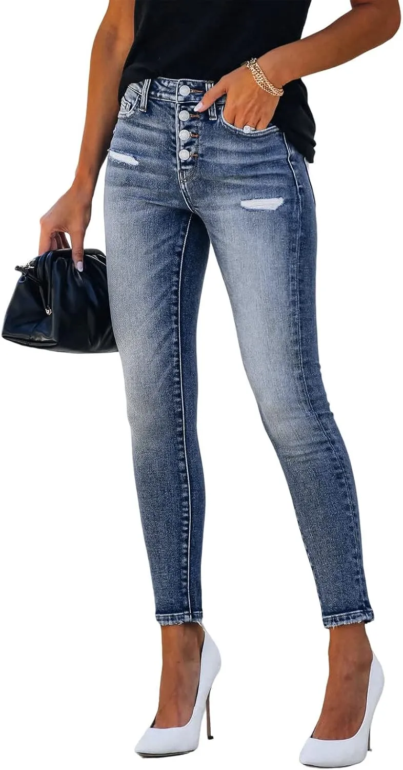 Jeans for Women High Waisted Trendy Ripped Ladies Petite Jeans Casual Stretch Straight Leg Bootcut Skinny Denim Pants