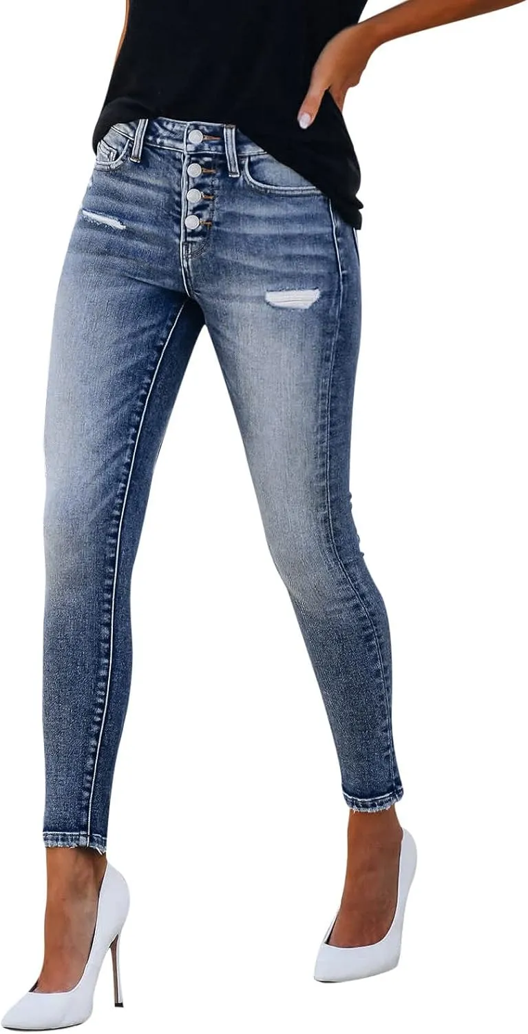 Jeans for Women High Waisted Trendy Ripped Ladies Petite Jeans Casual Stretch Straight Leg Bootcut Skinny Denim Pants
