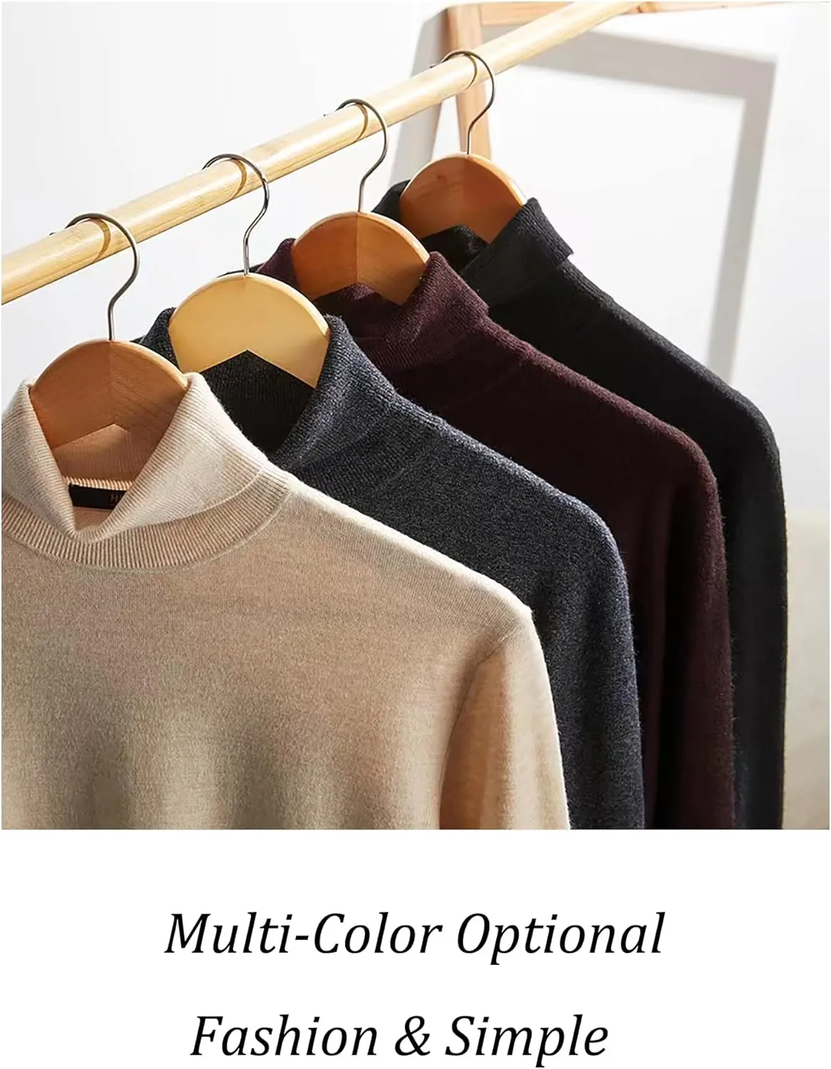 KINGBEGA Mens Turtleneck Sweaters Slim Fit Basic Knitted Thermal Casual Long Sleeve Pullover Sweatshirt