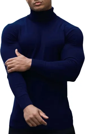 KINGBEGA Mens Turtleneck Sweaters Slim Fit Basic Knitted Thermal Casual Long Sleeve Pullover Sweatshirt