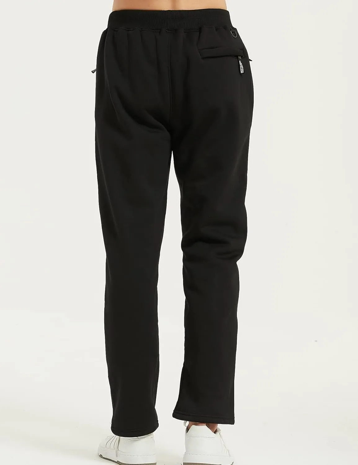 Kissonic Men's Winter Fleece Pants Sherpa Lined Sweatpants Open Bottom Casual Loose Fit Running Joggers with Pockets