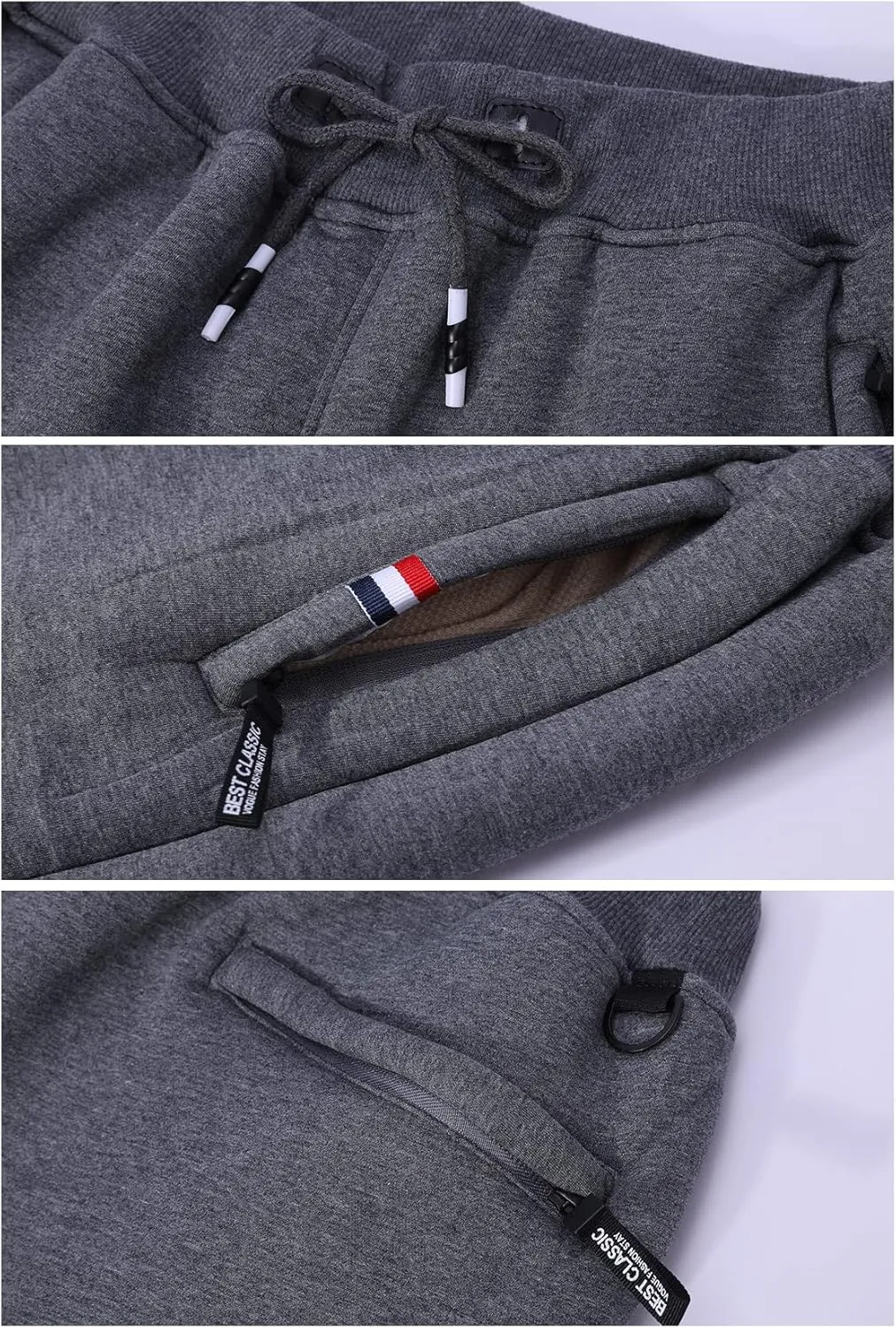 Kissonic Men's Winter Fleece Pants Sherpa Lined Sweatpants Open Bottom Casual Loose Fit Running Joggers with Pockets