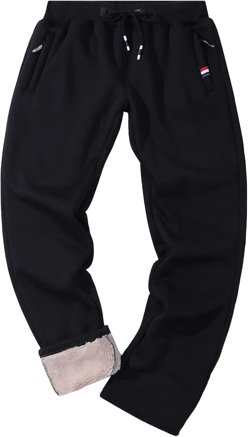Kissonic Men's Winter Fleece Pants Sherpa Lined Sweatpants Open Bottom Casual Loose Fit Running Joggers with Pockets
