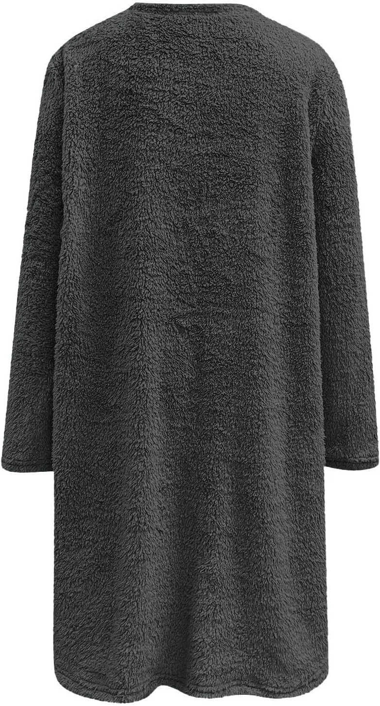 LCMTWX Women's Casual Long Sleeve Crewneck Sweatshirts Plus Size Coat Jacket Casual Plus Size Loose Coat Fall Winter 2023