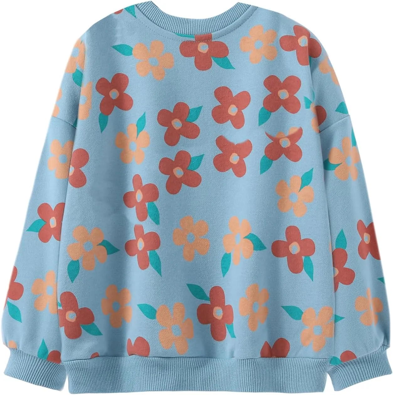 LittleSpring Girls Drop Shoulder Sweatshirts Loose Fit Terry Cotton Pullover