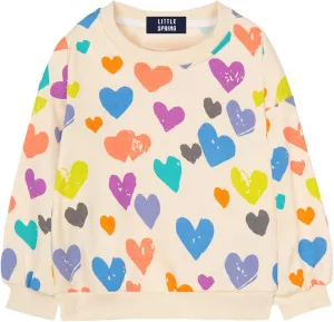 LittleSpring Girls Drop Shoulder Sweatshirts Loose Fit Terry Cotton Pullover