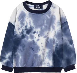 LittleSpring Girls Drop Shoulder Sweatshirts Loose Fit Terry Cotton Pullover