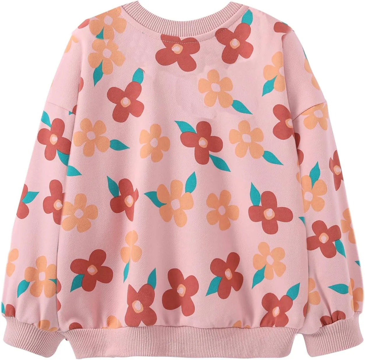 LittleSpring Girls Drop Shoulder Sweatshirts Loose Fit Terry Cotton Pullover