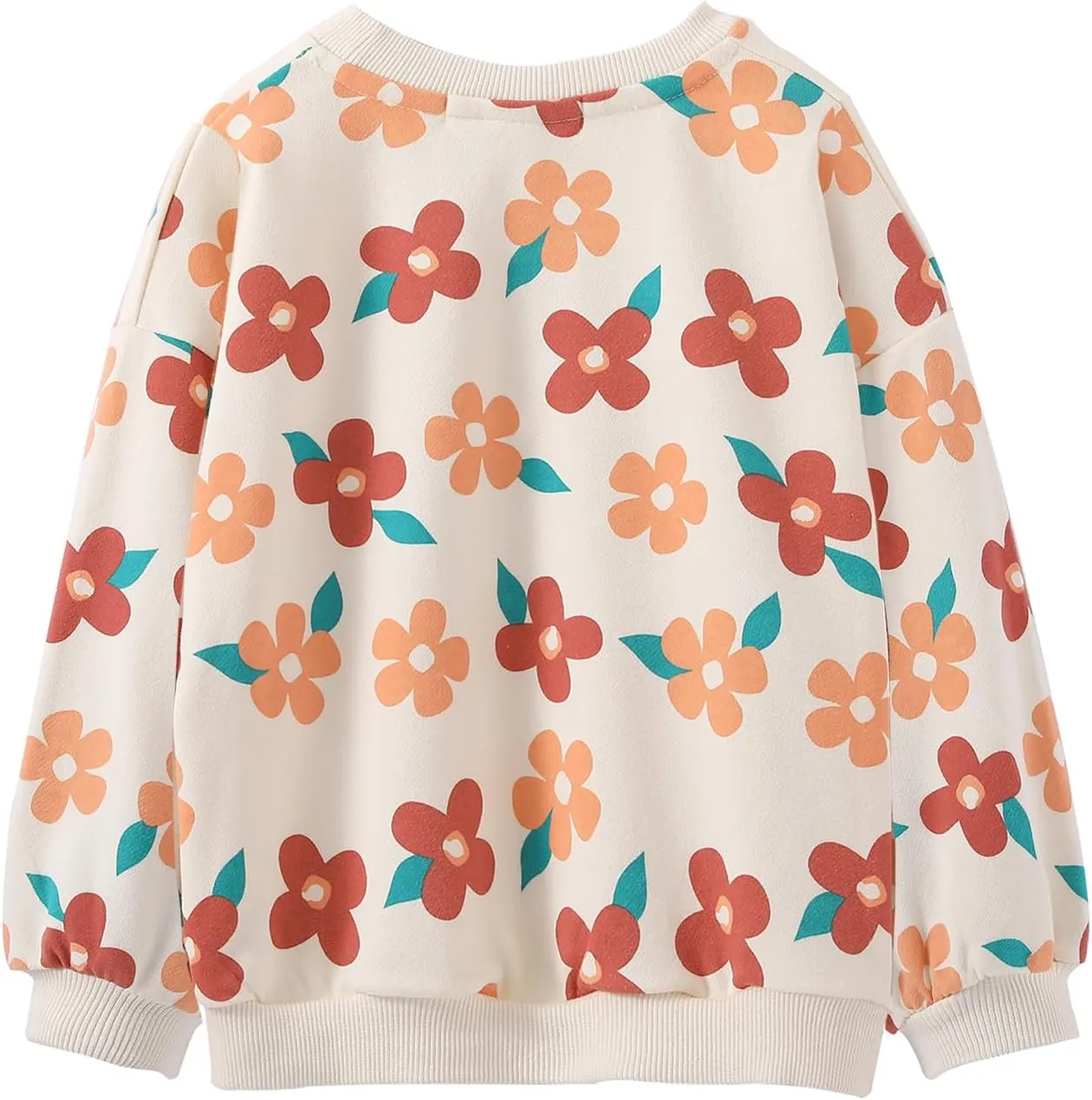 LittleSpring Girls Drop Shoulder Sweatshirts Loose Fit Terry Cotton Pullover