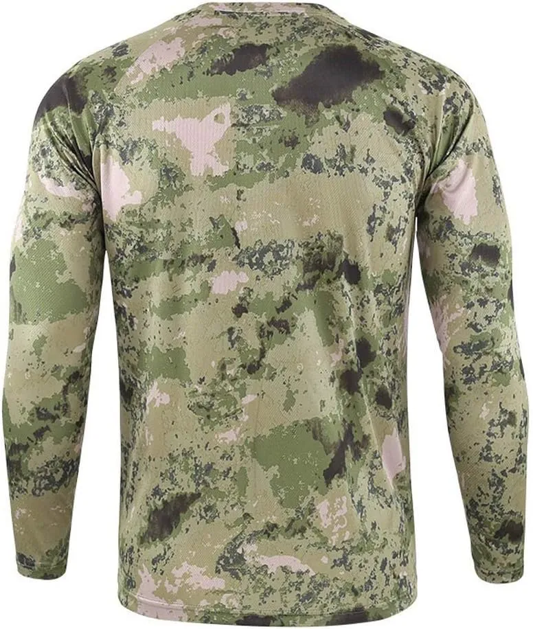 Long Sleeve Camo Hunting T-Shirts for Men Military Camouflage Athletic Compression Shirt Workout Gym Sport Fishing Hiking Top