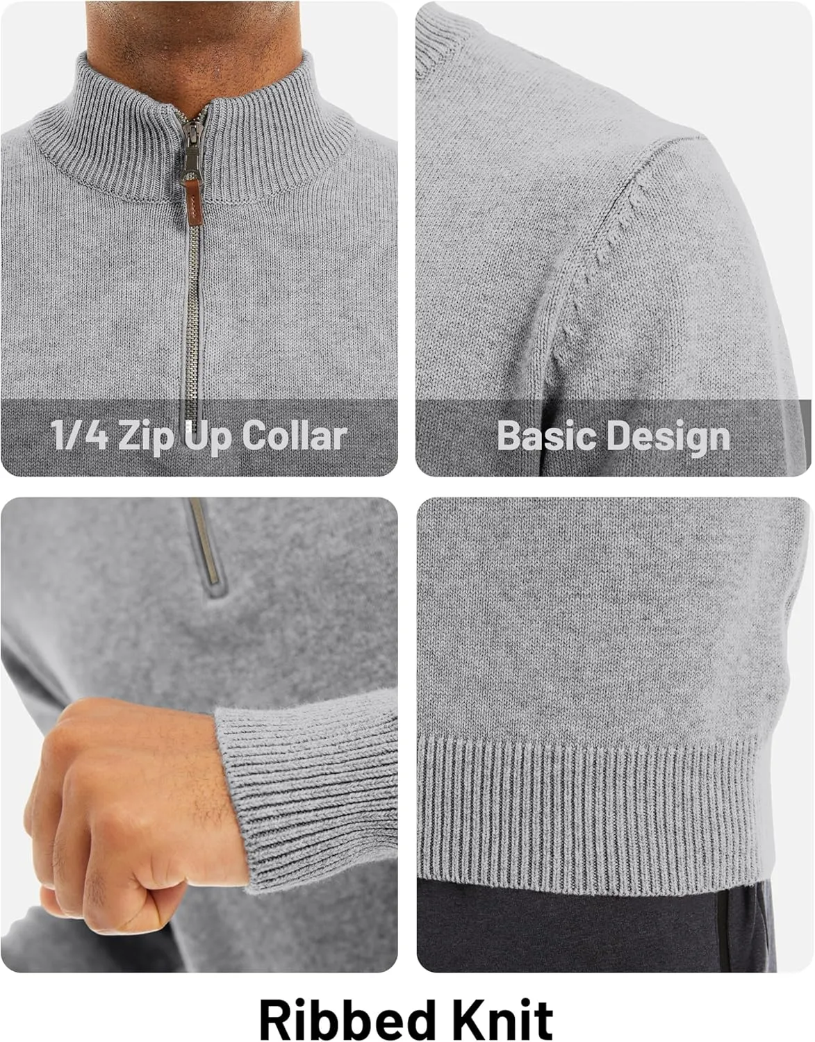 MAGCOMSEN Men's Quarter Zip Pullover Sweaters Casual Knit Polo Sweaters Fall Winter Sweatshirts