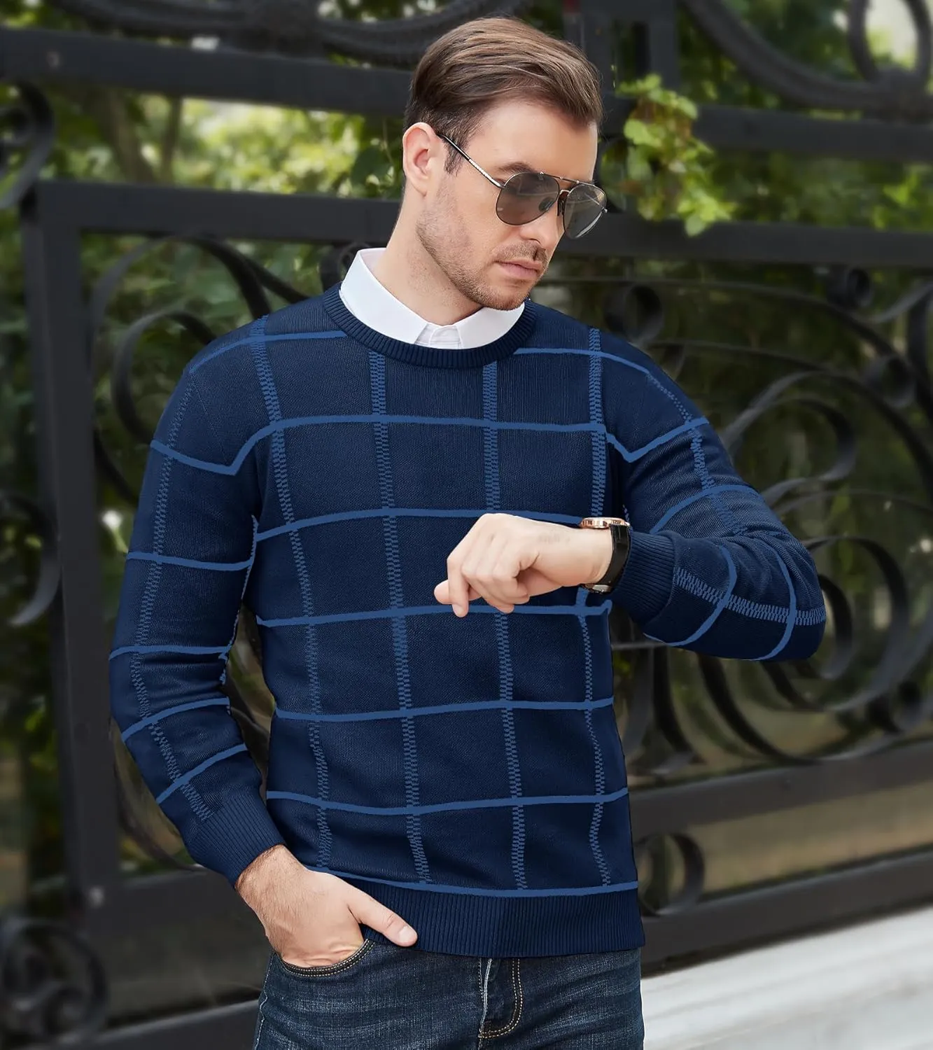 MAGNIVIT Men's Basic Designed Knitted Sweaters Cotton Soft Crewneck Fall Winter Sweaters