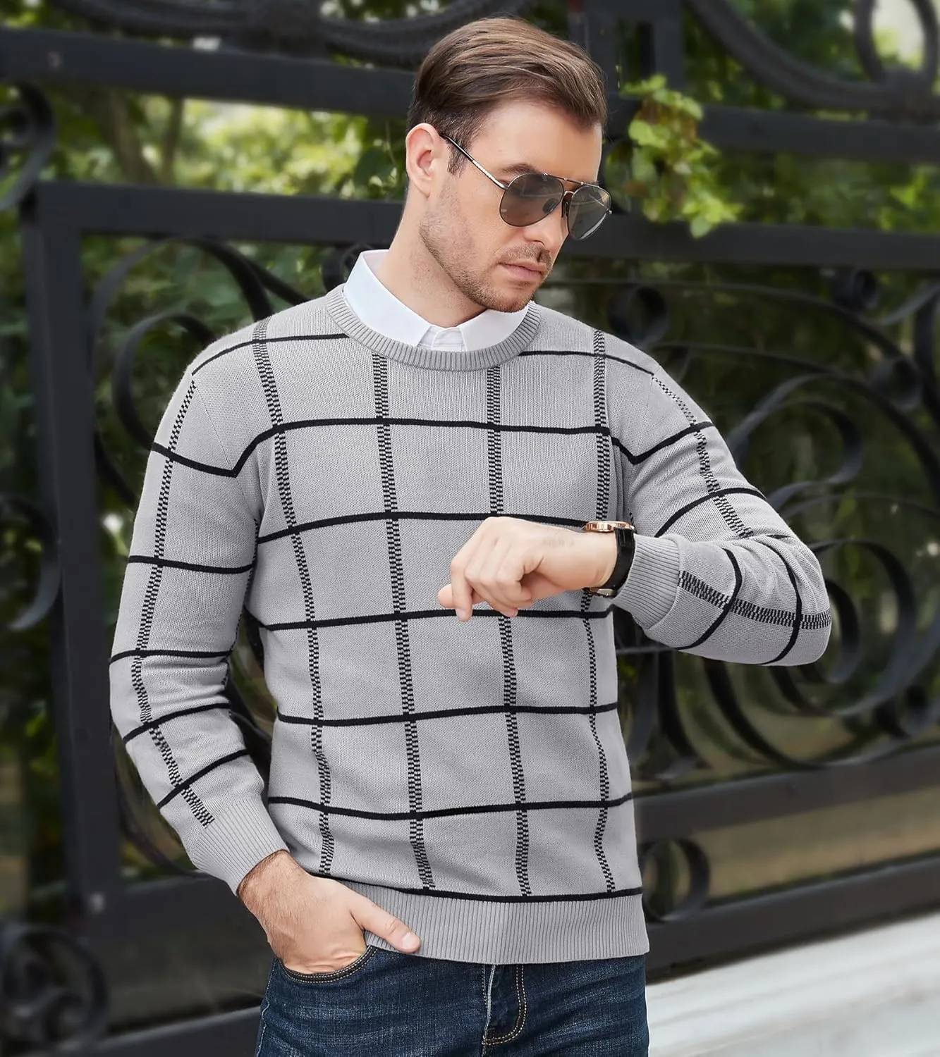 MAGNIVIT Men's Basic Designed Knitted Sweaters Cotton Soft Crewneck Fall Winter Sweaters