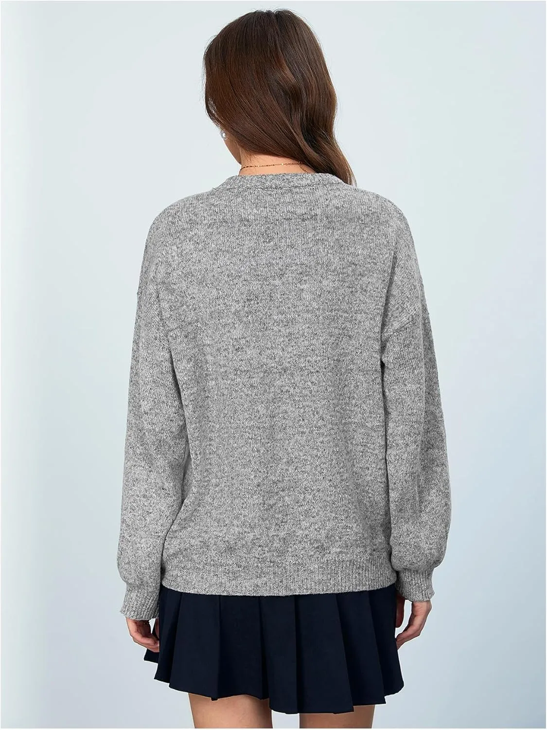 MakeMeChic Women's Y2K Bow Knot Sweaters Long Sleeve Mock Neck Pullover Sweaters Knit Top