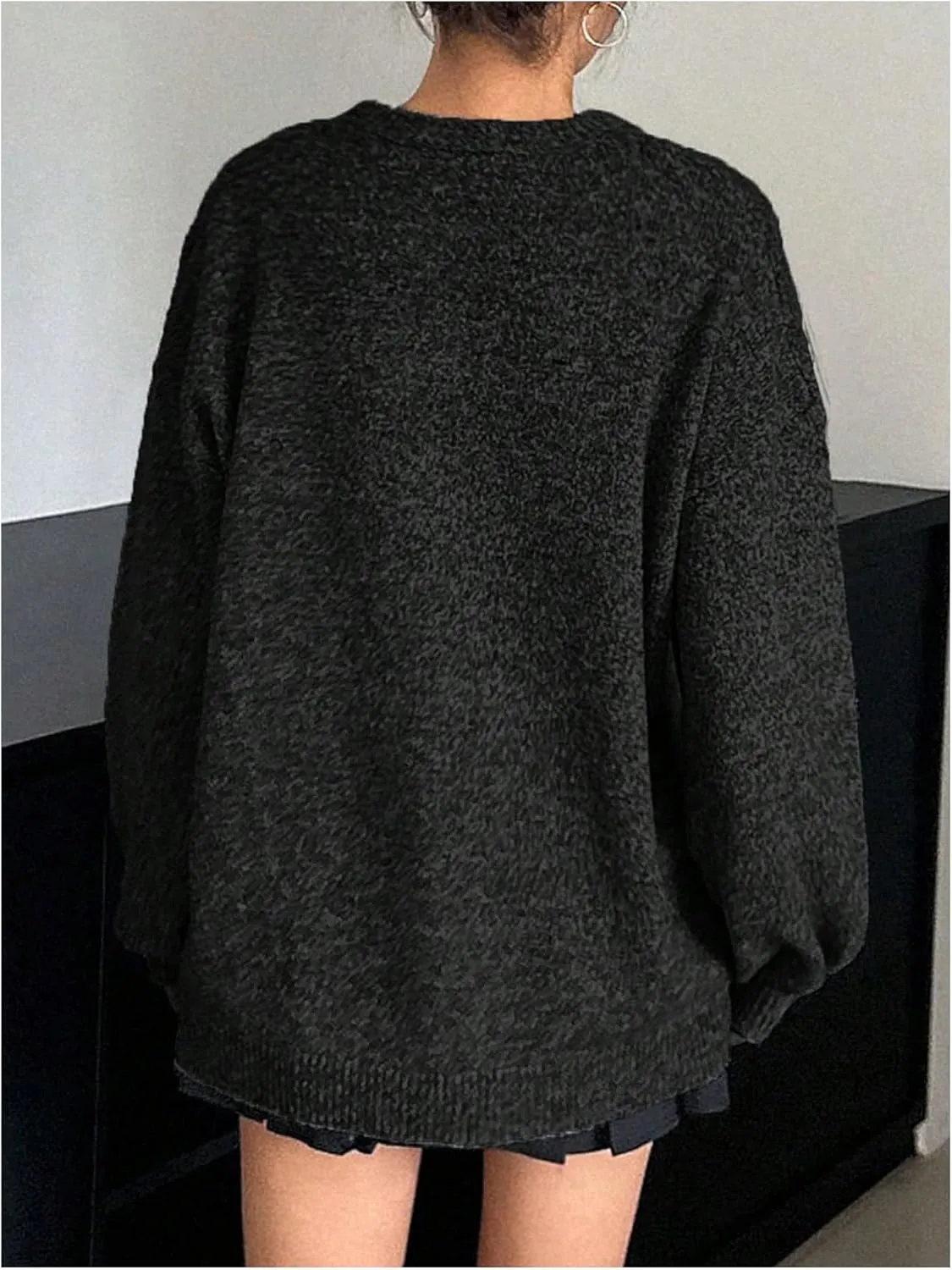 MakeMeChic Women's Y2K Bow Knot Sweaters Long Sleeve Mock Neck Pullover Sweaters Knit Top